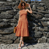 Women Dress Orange Sling Dress