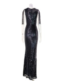 Women Evening Gown Sexy Retro Green Sequins Dress Evening Dress