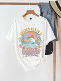 Sunshine California On The Beach Letter Graphic Tshirt Women
