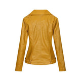 Red Leather Jacket Autumn and Winter Pu Polo Collar Jacket Leather Coat for Women
