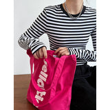 Women T Shirt Striped Long-Sleeved T-shirt Spring Slim-Fitting Bottoming Shirt for Women