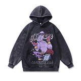 Men Hoodie Hip Hop Cartoon Hooded Sweatshirt Loose Washed-out Couple Hoodies