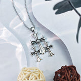 Chrome Hearts Necklace Cross Pendant Men's Vintage Thai Silver Letter Bead Necklace