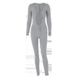 Women Jumpsuit Autumn Sexy Chest Hollow Slim Fit Long Sleeve Jumpsuit