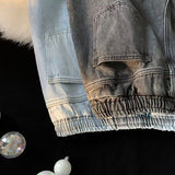 Men Jeans Denim Shorts Men's Summer Retro Loose Large Pants