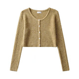 Women Sweater Knitwear Single-Breasted Knitted Cardigan for Women Autumn Short Long Sleeve Top