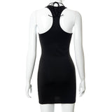 Women Dresses Summer Casual off-the-Shoulder Hollow-out Lace-up Short Dress (Bla0420)