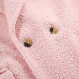 Women Trench Coat Woolen Thick Pink Lapel Coat Coat