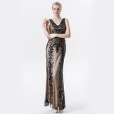 Flappers 1920S Dress Sequins Dress Temperament Deep V-neck Slim-Fit Dress