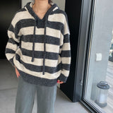 Women Winter Knitted Sweater Autumn and Winter Stripes Casual Loose Sweatshirt N2376