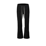MIJKO Men Vintage Pants MIJKO High Street Splicing Micro Wide-footed Trousers Elastic Drawstring Casual Pants