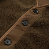 Unisex Winter Cotton Coat Autumn Polar Fleece Collarless Jacket Vintage Top