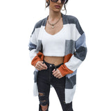 Women Knitted Sweater Autumn and Winter Leisure Knitted Coat Color Matching Long Sleeve Sweater Cardigan