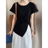 Women T Shirt Split Short-Sleeved T-shirt Top Summer Bottoming Shirt
