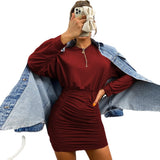Women Dress Spring/Summer Baggy Package Hip Long Sleeve Knitted Dress