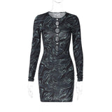 Women Dresses Winter Sexy Hollow Long-Sleeved Slim Fit Hip Skirt