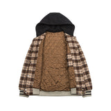 Unisex Winter Cotton Coat Winter Vintage Plaid Hooded Letters Baseball Uniform Jacket
