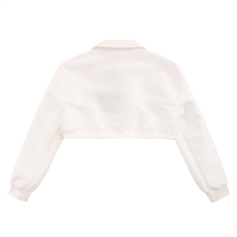 Women Jacket Zipper Decorations Short Work Clothes Jacket Lapel Cardigan Coat