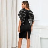 Women Date Dress Summer Polka Dot Printed Chiffon Dress V-neck Hip Skirt