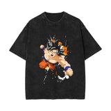 Washed vintage short-sleeved T-shirt oversize