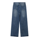 Women Pants Washed Straight Jeans Trousers