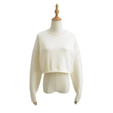 Women Sweater Knitwear Cropped Midriff-Baring Hoodie Knitwear Sweater