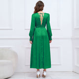 Women Date Dress Autumn and Winter V-neck Bubble Long Sleeve Dress