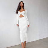 Women Dresses Fall Hollow Backless Dress (Bla0420)