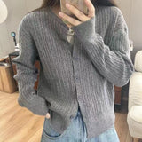 Women Knitted Cardigan Loose Cropped Sweater Coat