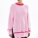 Women Knitted Sweater Spring and Autumn Loose Side Slit Sweater Sweater Coat for Women