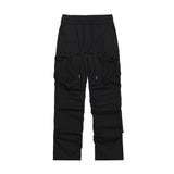 Men Sweatpants Loose Wide Leg Pure Color Elastic Waist Casual Trousers