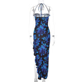 Women Dresses Spring Sexy Hollow Backless Lace-up Dress
