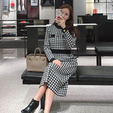 Women Maxi Dress Fall/Winter Houndstooth Dress