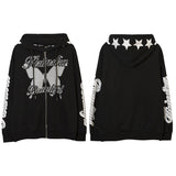 Men Hoodie Butterfly Print Hooded Cardigan Sweater