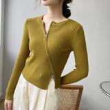 Women Cardigan Sweater Autumn Coat Zipper Slim Fit Short Long Sleeve Top Coat 8t8160