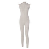 Women Jumpsuit Summer Sexy Chest Zipper Tight Jumpsuit