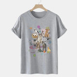 Retro Harajuku Fashion Women Shirt Cute Milk Cat Graphic
