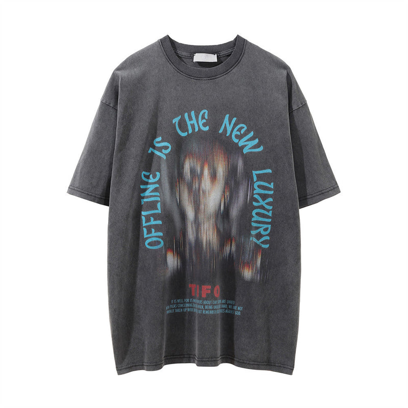 Men Vintage T-Shirt Science Fiction Figure Printed Men's Short-Sleeved T-shirt