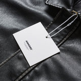 Unisex Winter Cotton Coat Three-Dimensional Pocket Decoration Lapel Cotton-Padded Coat Retro Loose PU Leather Cotton-Padded Jacket