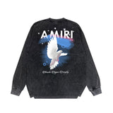 Amiri Long-Sleeve Shirt Pigeon Pattern Vintage Long Sleeve T-shirt