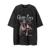 Men T Shirt Washed and Worn Retro Crew Neck Half Sleeve Tee