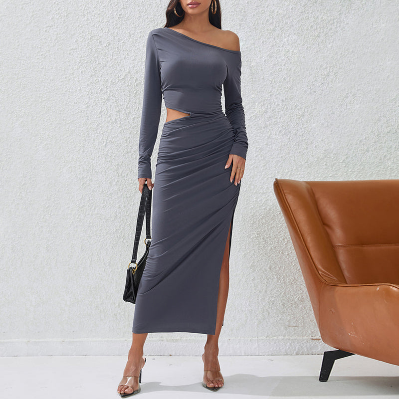 Women Dress Fall/Winter Slim Sexy Cutout Hip Bag Party Dress