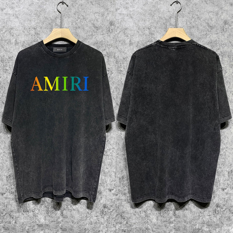Amiri T Shirts Washed and Worn Retro Short Sleeve T-shirt