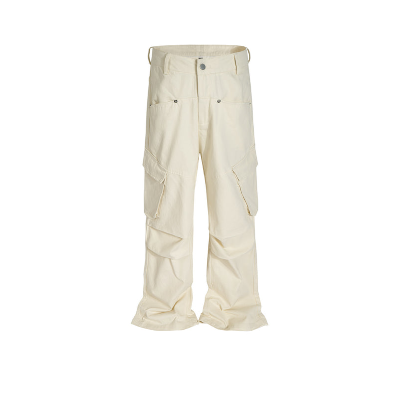 MIJKO Men's Vintage Pants MIJKO Men's Women's Wide-Foot Pleated Trousers Casual Overalls