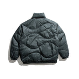 Unisex Winter Cotton Coat Stand Collar down Vintage Printed down Jacket