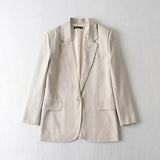 Women Suits Autumn Loose Mid-Length Simple Suit Jacket Cardigan