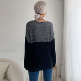Women Knitted Sweater Long Sleeve Contrast Color Bottoming Sweater Slim Fit Autumn and Winter