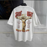 Mens T-shirts Saint Michael cross saint war print short sleeve T-shirt