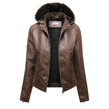 Red Leather Jacket Fleece-Lined Leather Jacket Women's Detachable Large Size Leather Coat