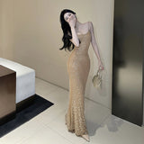 Women Dresses Mesh Camisole Dress Autumn and Winter Slim Fit Skirt